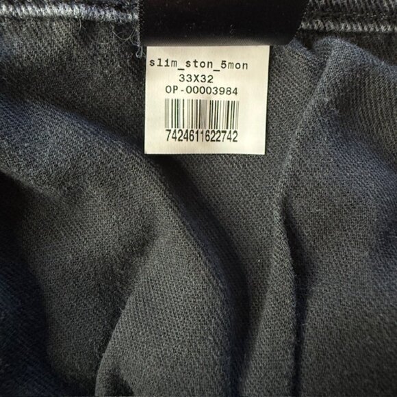 Mott & Bow Slim Fit Stone Jeans Men 33x32 Dark Grey Stretch Zip Fly - Picture 5 of 13